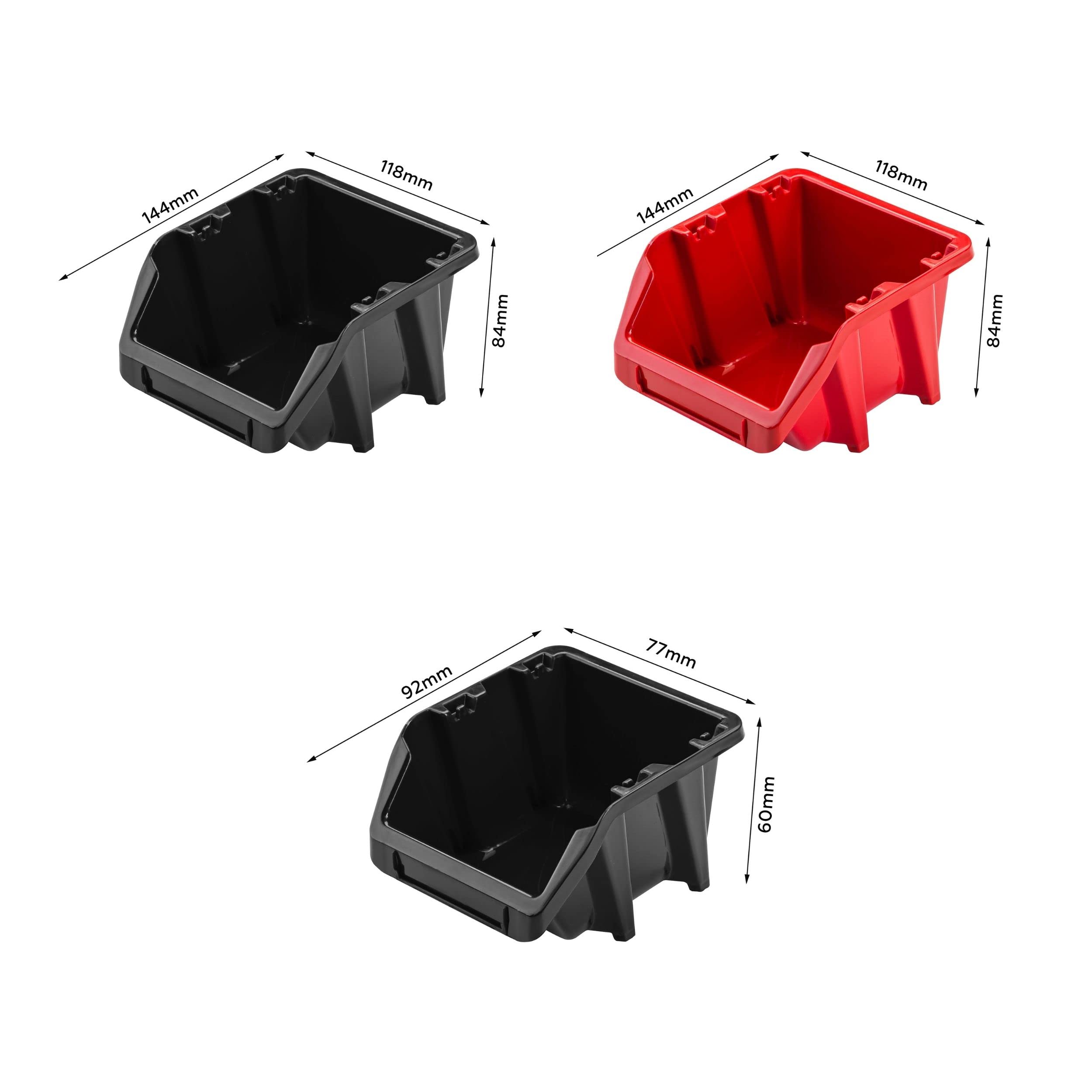System magazynowy regał warsztatowy | 172 x 78 cm | 48 szt. | regał ścienny z uchwytami narzędziowymi i pojemnikami do układania w stos - płyty ścienne ekstra mocny regał magazynowy regał garażowy