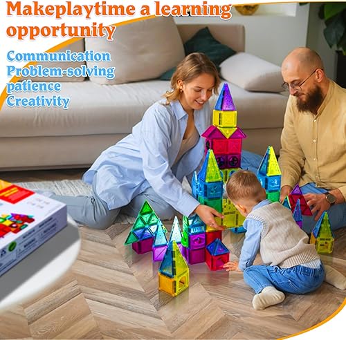 Miniatura 4 de Magnetic Building Tiles,110PCS Magnets Building Set,STEM Toys,Magnetic Building Blocks,Gifts for Kids Aged 3-4-5-6-7-8+