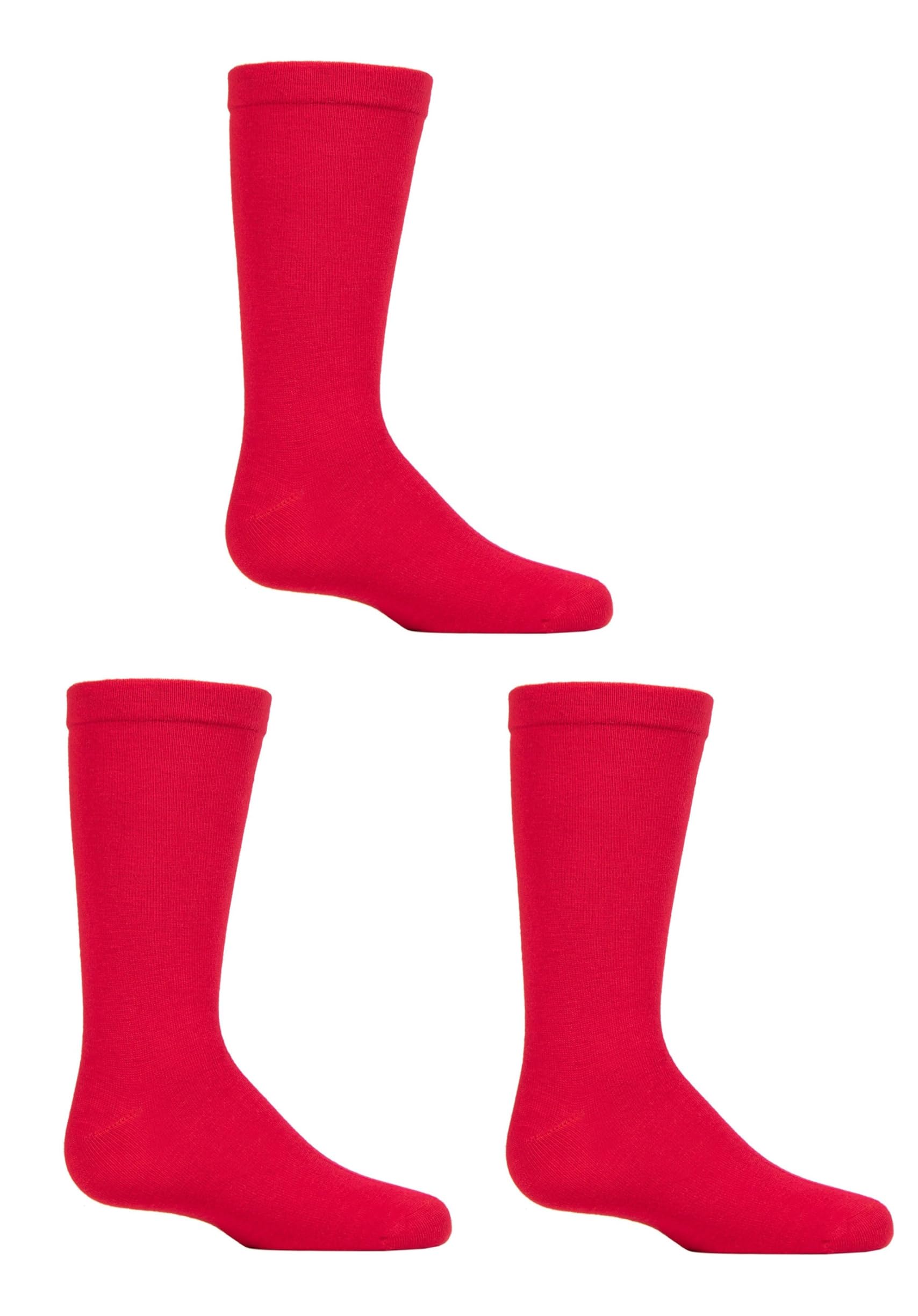Sockshop Boys Red And Girls 3 Pair Plain Bamboo Socks With Comfort Cuff And Handlinked Toes - 12.5-3.5 (8-12 Years)