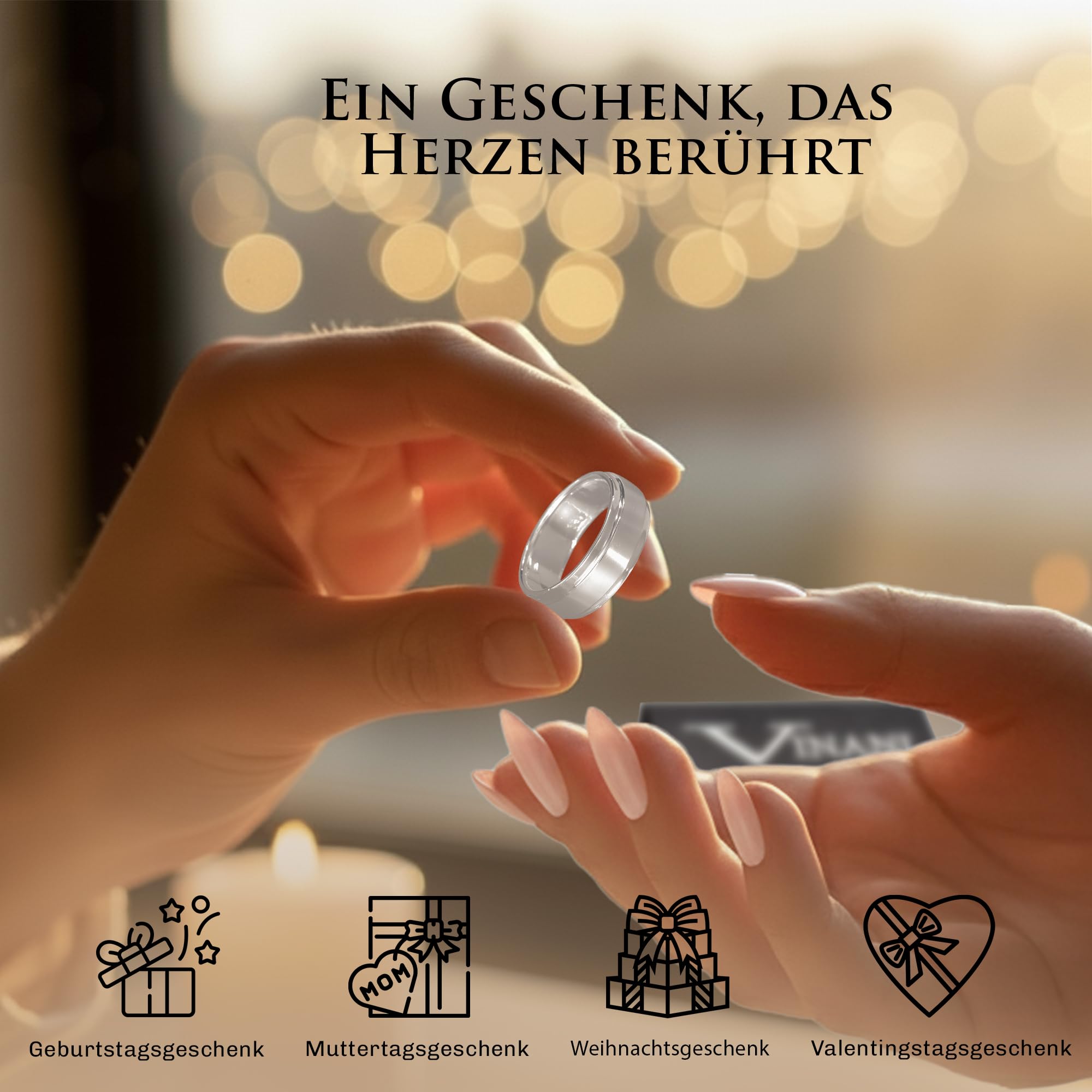 Vinani Ring aus 925 Sterling Silber - Schmaler Damenring mit zwei Bändern mattiert und glänzend klassisch zeitlos für Frauen, nickelfrei & antiallergisch, Designed in Deutschland, RIL