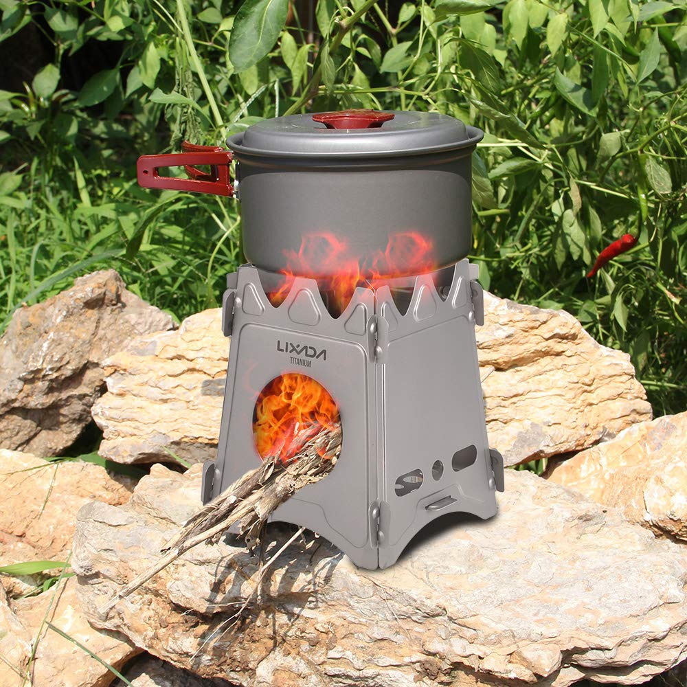 Lixada Rechaud Holzofen Mini faltbar Camping Hobo Ofen für Picknick BBQ Camping Wandern Reise