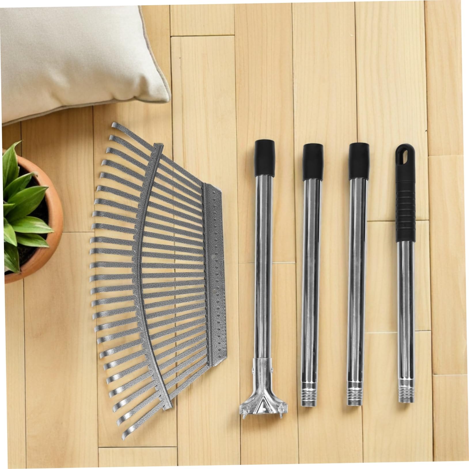 SOIMISS Rastrillo De Jardín Metálico con Mango Rastrillo De Metal para Césped y Arbustos Herramienta De Jardinería para Recoger Áreas Pequeñas