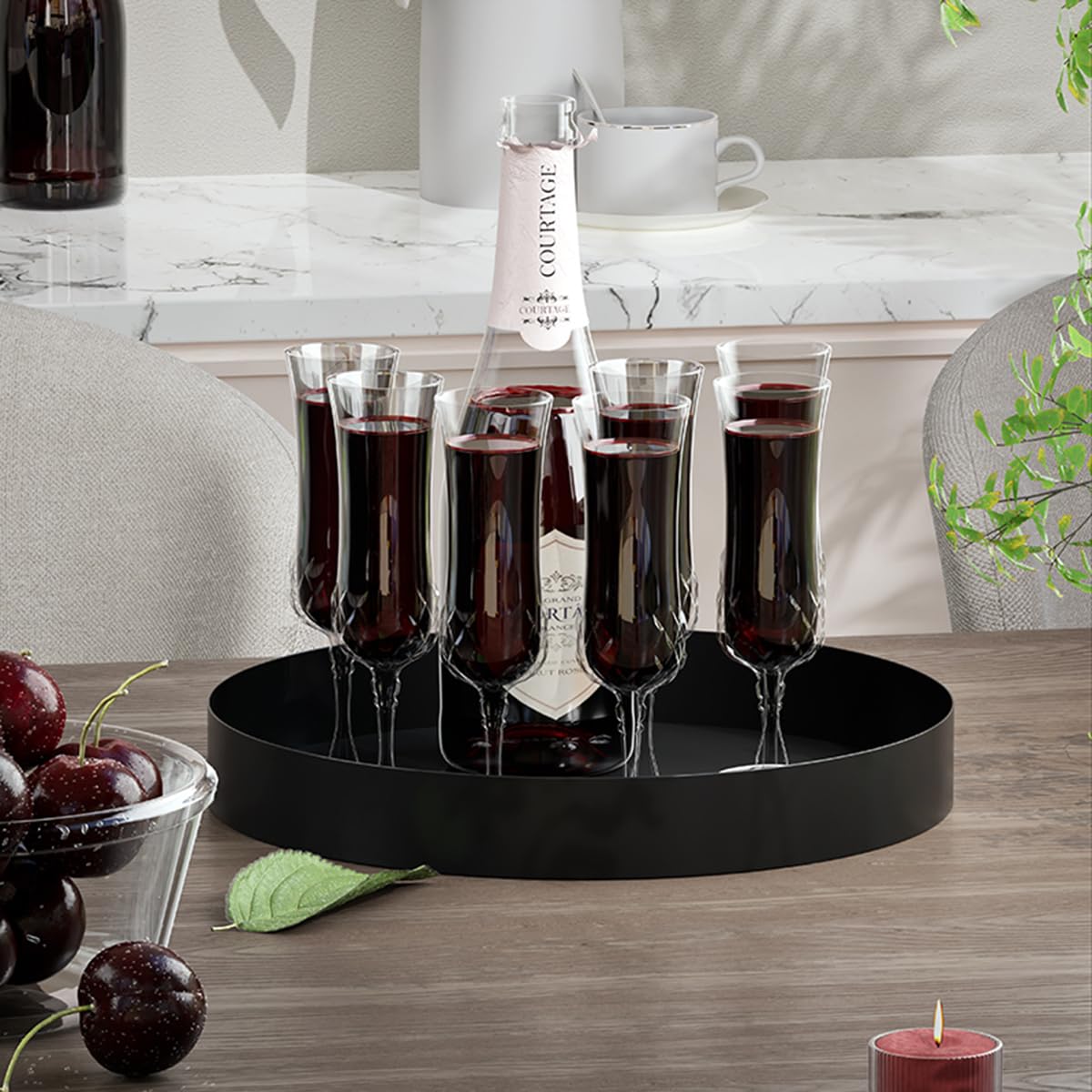 Hanobe Plateau De Service Décoratif Bois: Petit Plateaux De Table Basse Noir Pour La Cuisine Et