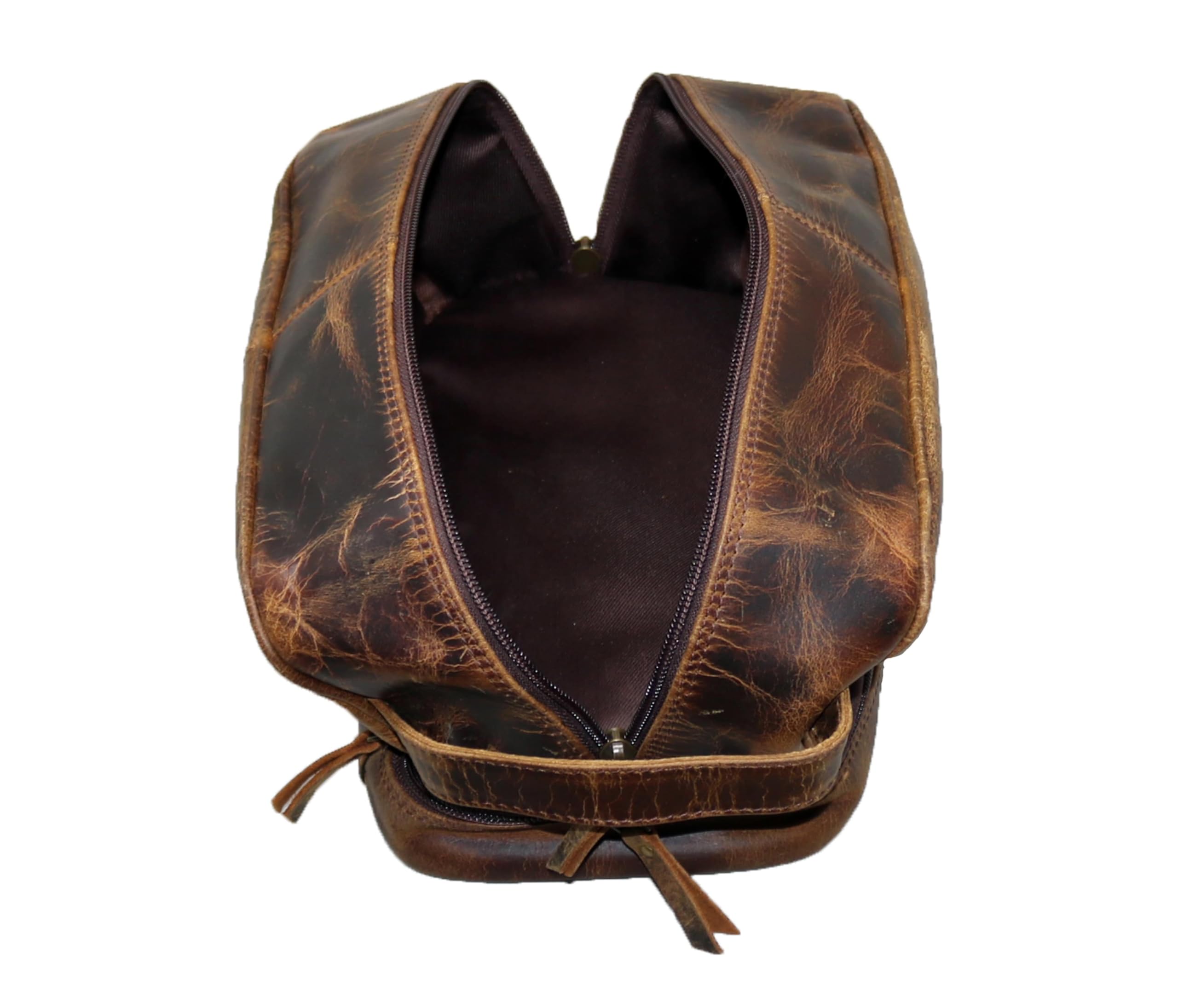 Jaald Neceser de cuero genuino para hombre, impermeable, kit doble, bolsa de afeitar, cuidado de viaje, regalo padrino, mujer, para colgar, cierre de fricción, bolsa de maquillaje, bolsa de cosméticos