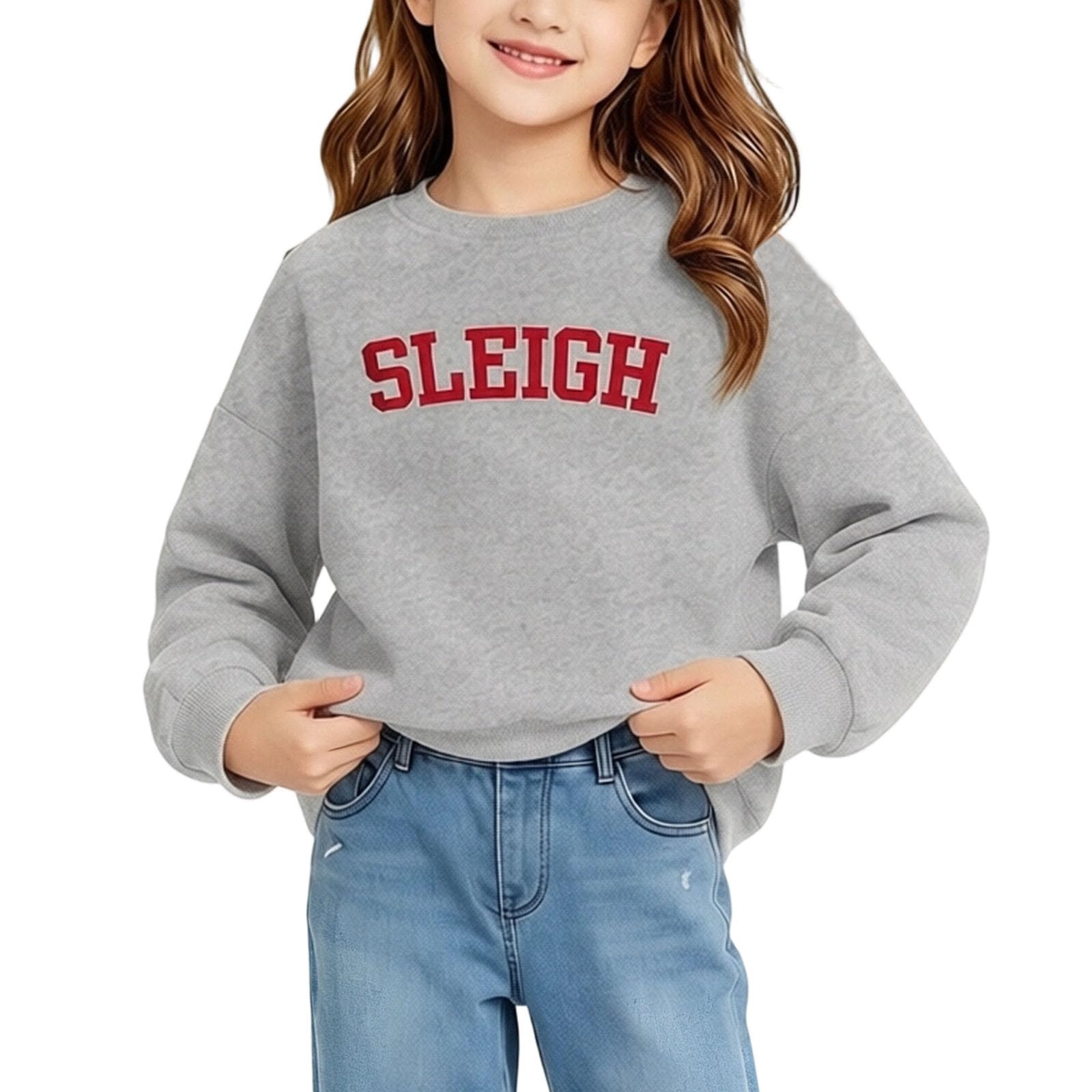 Felpa Bambina Invernale Girocollo Maniche Lunghe Pullover Stampato