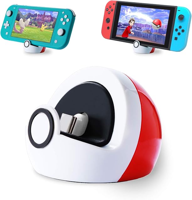 Antank Tiny Charging Dock Compatible with Nintendo Switch and Switch Lite, no Projection Charging Stand, Mini Portable Docking Station Easy for Travel Red & White