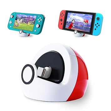 Antank Charging Stand for Nintendo Switch and Switch Lite, Type-c Port Charge Dock Station no Projection, Mini Compact Portable White & Red
