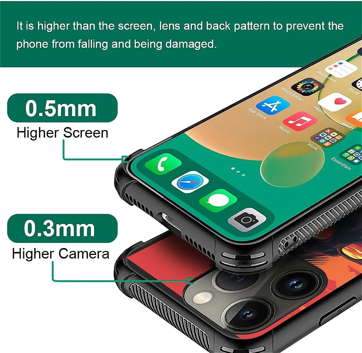 CARLOCA for iPhone 14 Pro Max Case,Funny Glasses Horse Sunset Pattern Ultra Protection Shockproof Soft Silicone TPU Non Slip Back for iPhone 14 Pro Max image 3