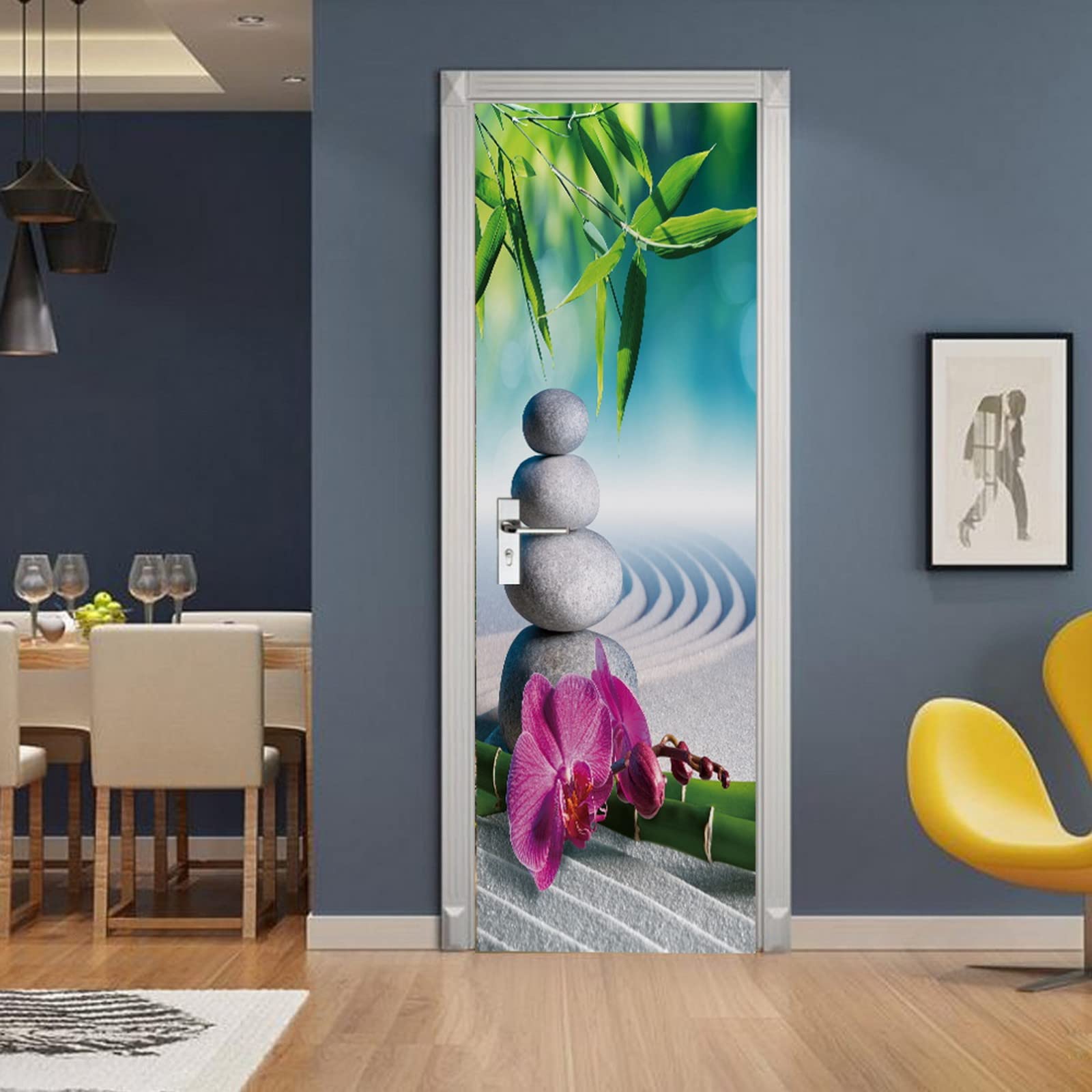 Selbstklebende 3D Türfolie Orchidee - 77x200cm PVC Türaufkleber