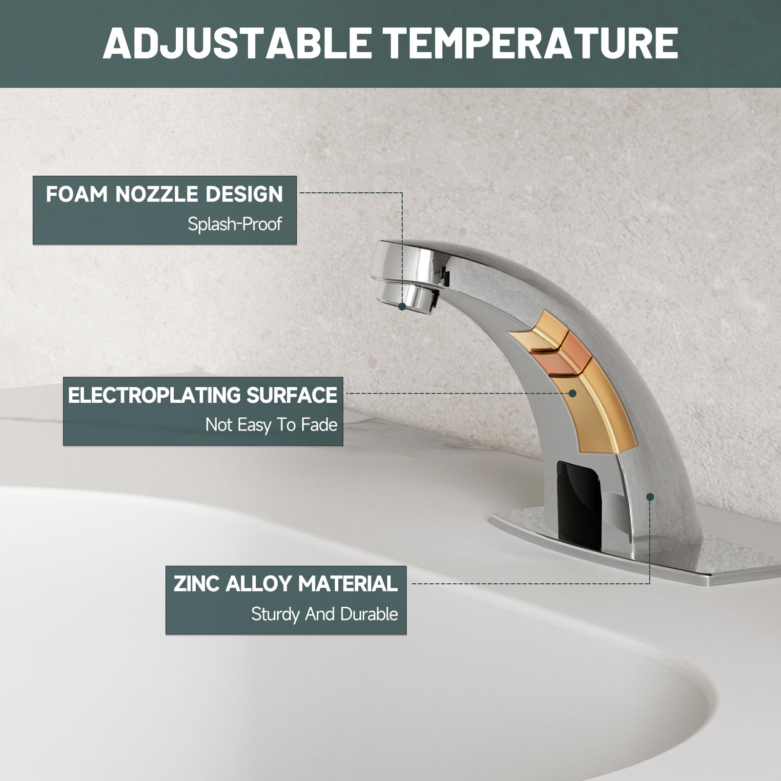 Latón macizo grifo Greenspring con Sensor de grifo de Sensor de encendido y apagado automático cromado grifo y ducha para bañera grifo funda Diseño de instalación piezas mueble para baño romano templado que cambia Glacier Bay