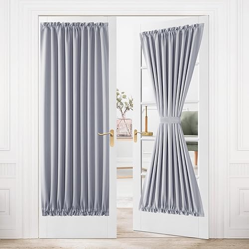 Miniatura 32 de DWCN Cortinas para puerta francesa: cortina térmica con bolsillo para barra para puertas con ventana de cristal, puertas de cocina y patio