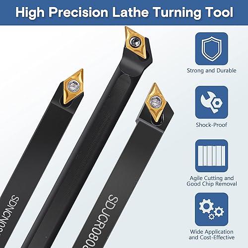 Miniatura 7 de Herramientas de torno de carburo  Juego de herramientas de corte de torno de metal, 21 piezas, 7 soportes de torneado de 516 pulgadas + 14 piezas de