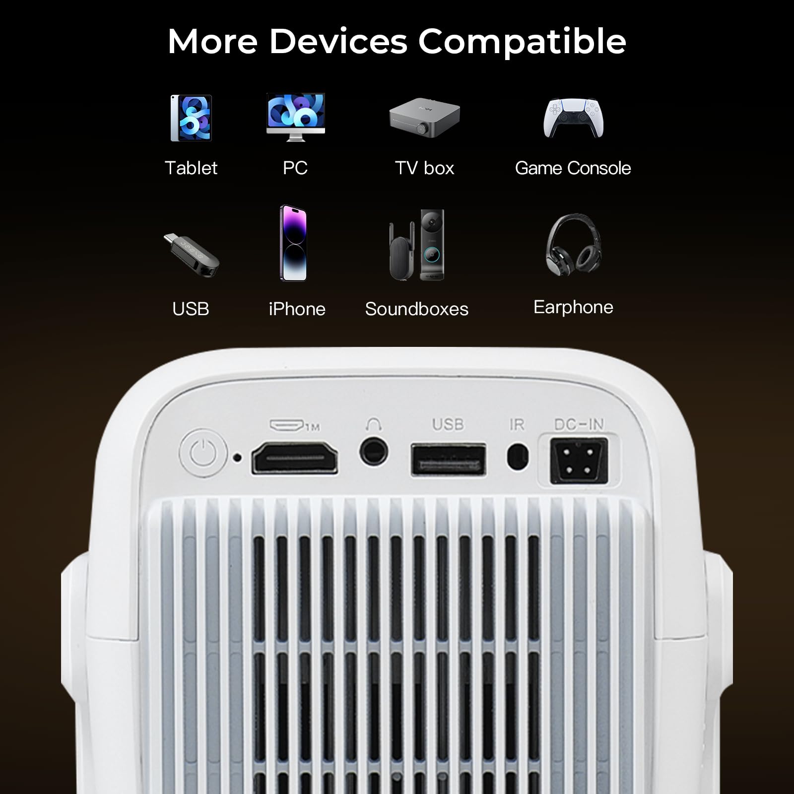 [Compatible con Netflix & Android 13] Proyector Inteligente Nativo 1080P con Soporte 4K, Enfoque y Corrección Automáticos, 800 Lúmenes ANSI, Certificación Google CTS, iOS/Android/TV Stick | LYNCAST — view 7