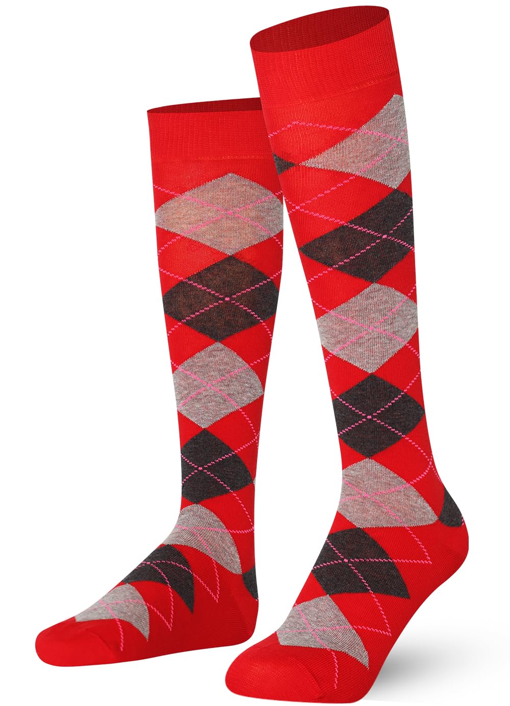 Calcetines de Argyle de caña alta unisex en algodón peinado extra fino transpirable 8