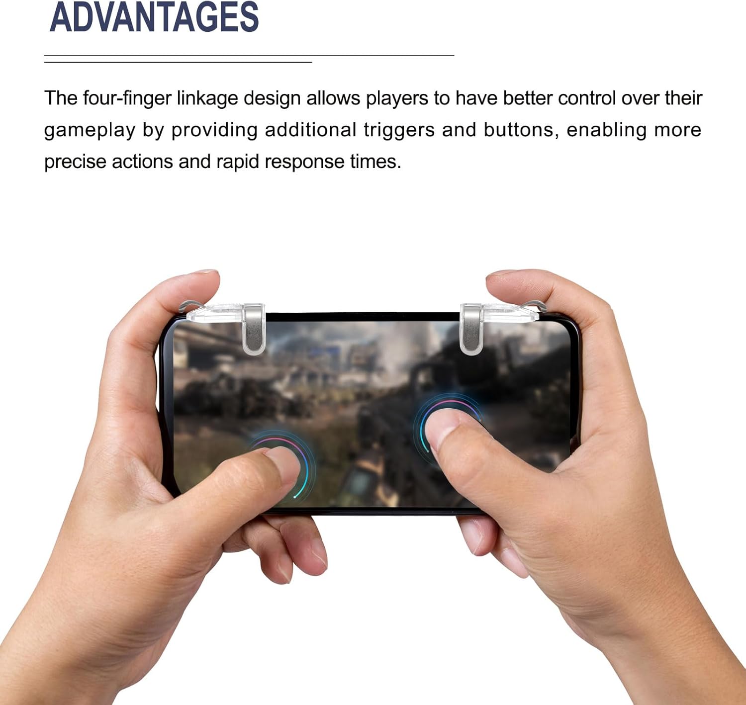 MECCANIXITY Gaming Trigger Mobile Game Controller 1 Pair Metal Button Fire Keys Universal Clear for 4.7-6.5 Inch Cell Phone