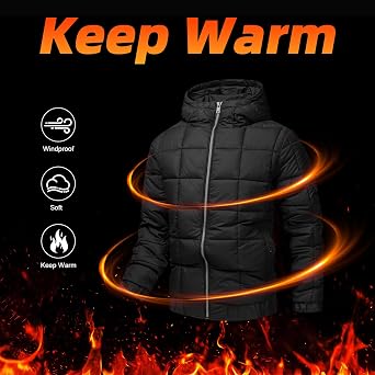 Men's Winter Hooded Jacket Padded Coat Ski Snow Coat