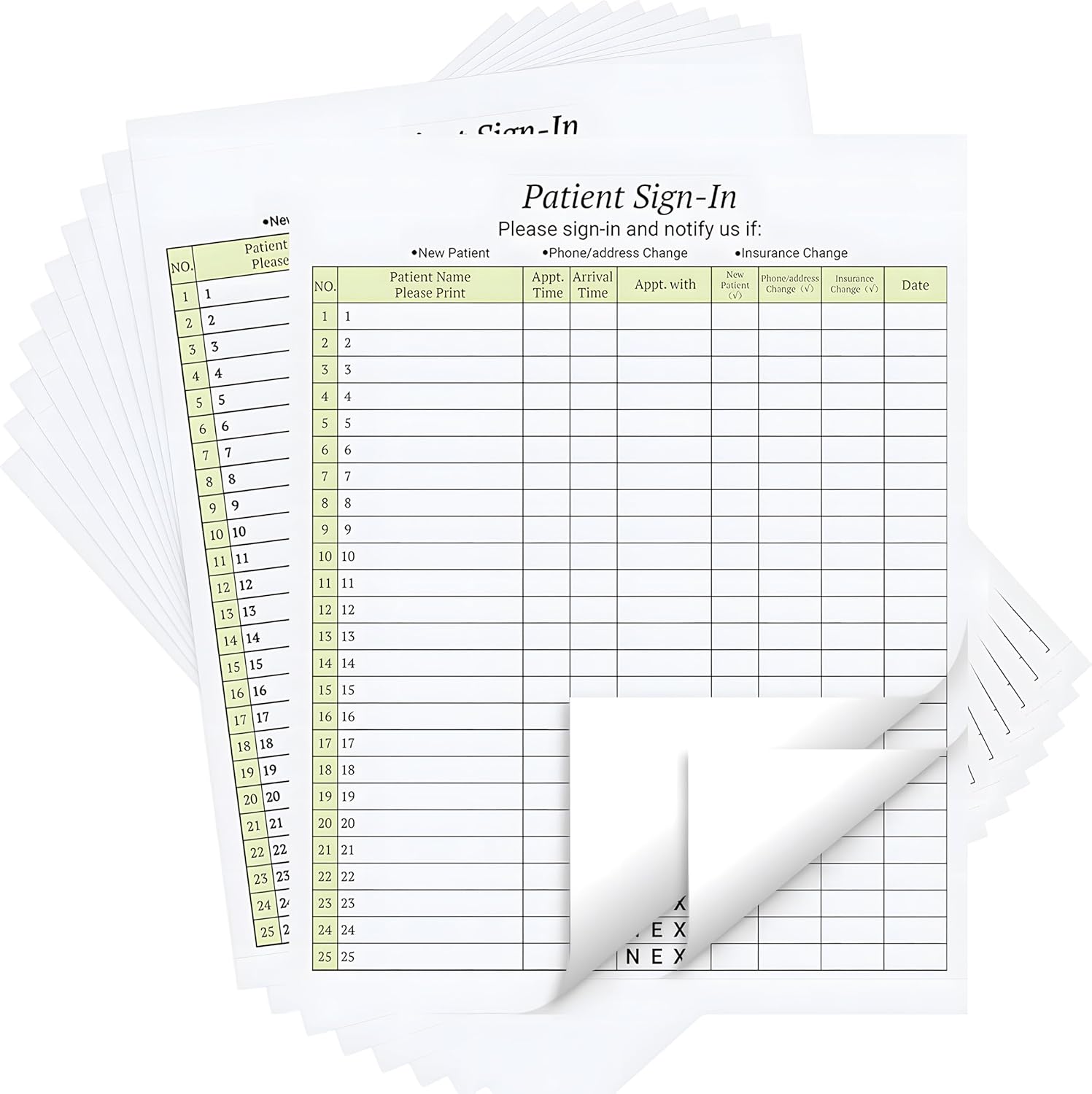125 Patient Sign in Sheets, HIPAA Compliant, 3 Part Carbonless Patient Sign in Forms, Peel Off Adhesive Sign in Sheet for Medical Offices, Doctors, Clinic, 3125 Labels