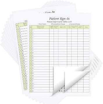 125 Patient Sign in Sheets, HIPAA Compliant, 3 Part Carbonless Patient Forms, Peel Off Adhesive Sign in Sheet for Medical Offices, Doctors, Clinic, 3125 Labels