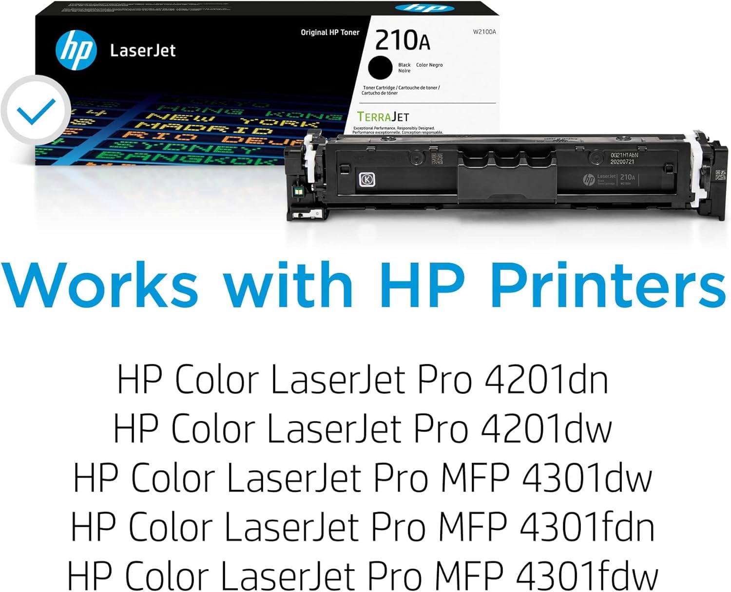 HP 210A Toner Cartridge 4-Pack (Black, Cyan, Magenta, Yellow) | Compatible Color LaserJet Pro 4201 & MFP 4301 Series Printers | W2100AQ1 Combo Pack
