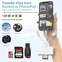 Vista 4 de Multi 5 en 1 Lightning+Tipo C+USB A lector de tarjetas para iPhone/iPad/Android/Mac Book/Computadora/Tablet/Cámara/Disco duro/Unidad Flash