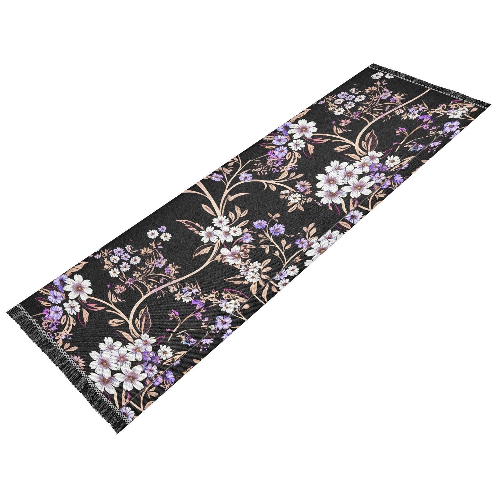 White Flowers Purple Flowers Runner Rug for Hallways Kitchen Rugs Washable Rug for Bathroom Laundry Entryway Indoor