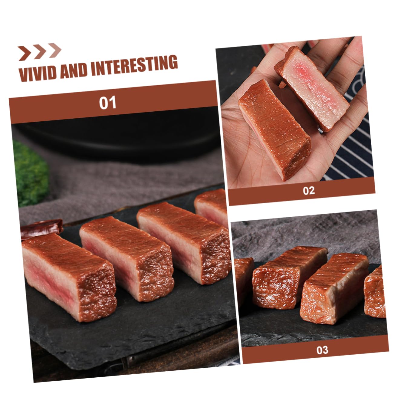 TOYANDONA 2er Set Kunstfleisch Steaks - Realistische Dekoration Für Food-Fotografie & Ausstellungen