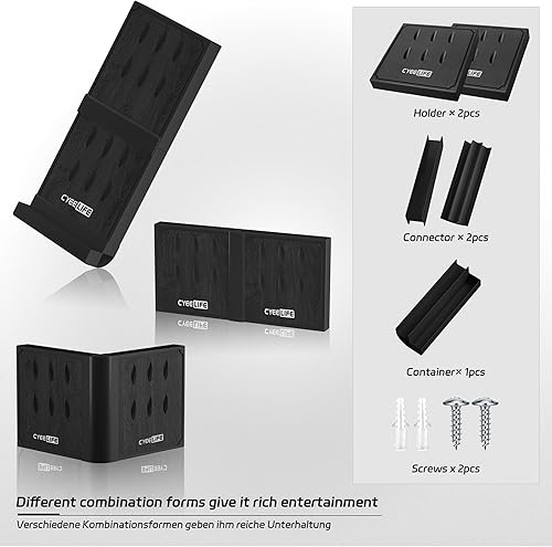 Miniatura 2 de CyeeLife Soporte de dardos de plástico negro para 12 dardos suaves y de acero, accesorios de diana Pro ensamblables y desmontables