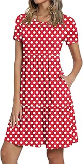 TAOHUADAO Women's Short/Long Sleeve T-Shirt Dresses Casual Ruffle Swing Dress with Pockets