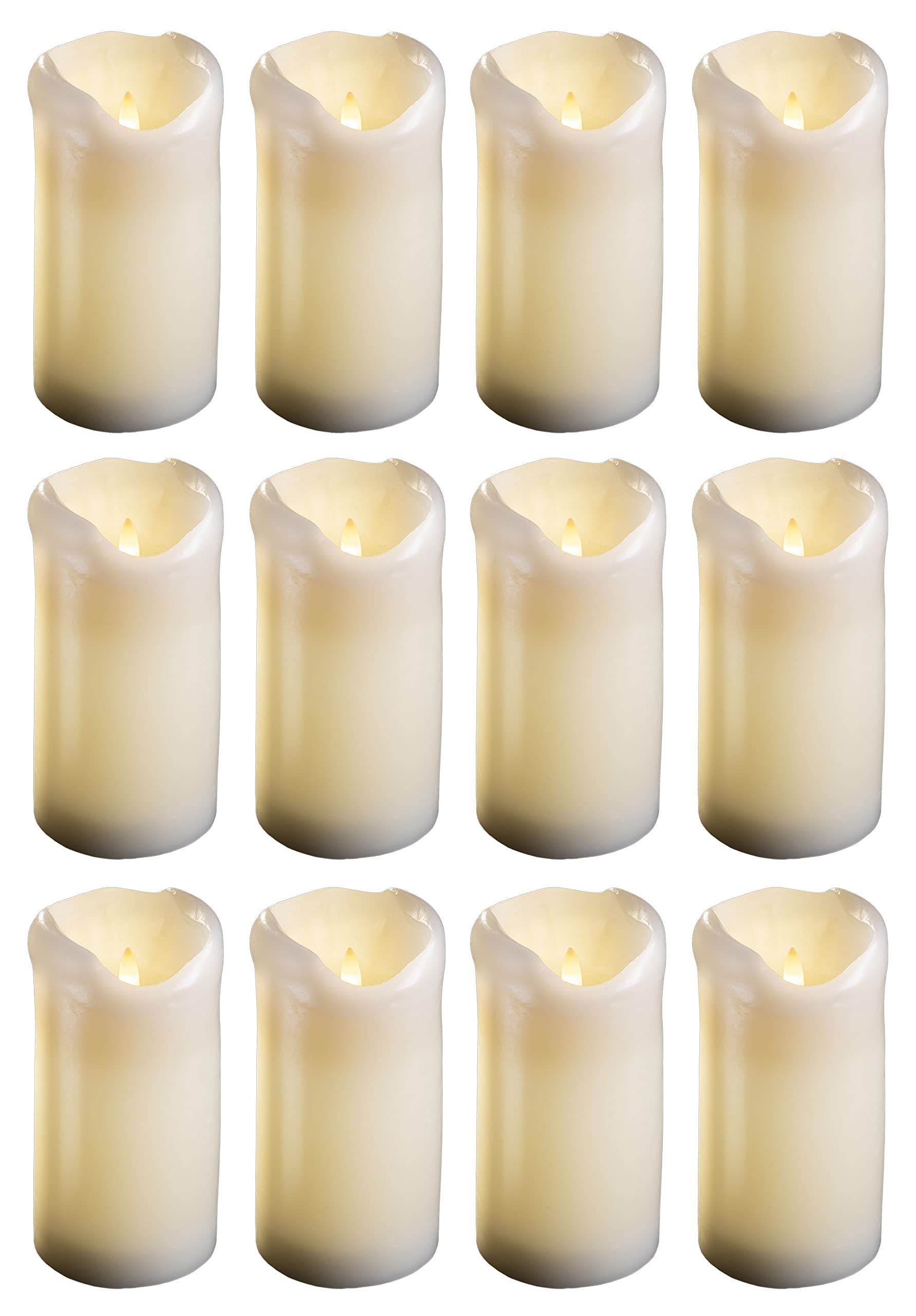 12 x świeca LED z timerem 6 godzin – prawdziwy wosk LED ciepła biel 7,5 cm średnica 15 cm wysokość – wymagane 2 baterie AA świeca LED z prawdziwego wosku z efektem migotania bez płomienia świeca LED duża