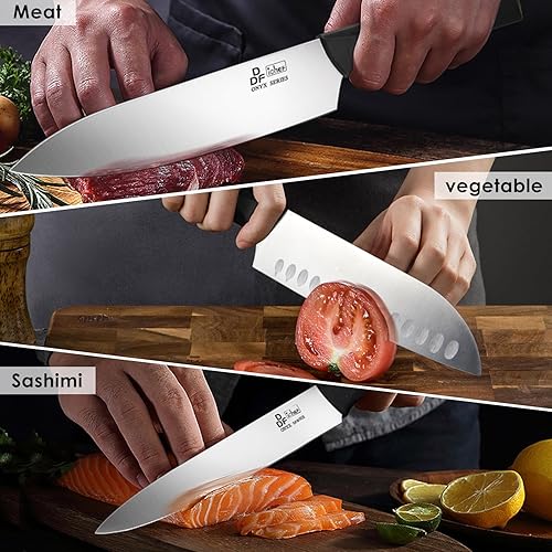 Miniatura 5 de DDF iohEF - Juego de cuchillos de cocina de 16 piezas para cocina con bloque de acero inoxidable de alto carbono, juego de cuchillos con afilador,