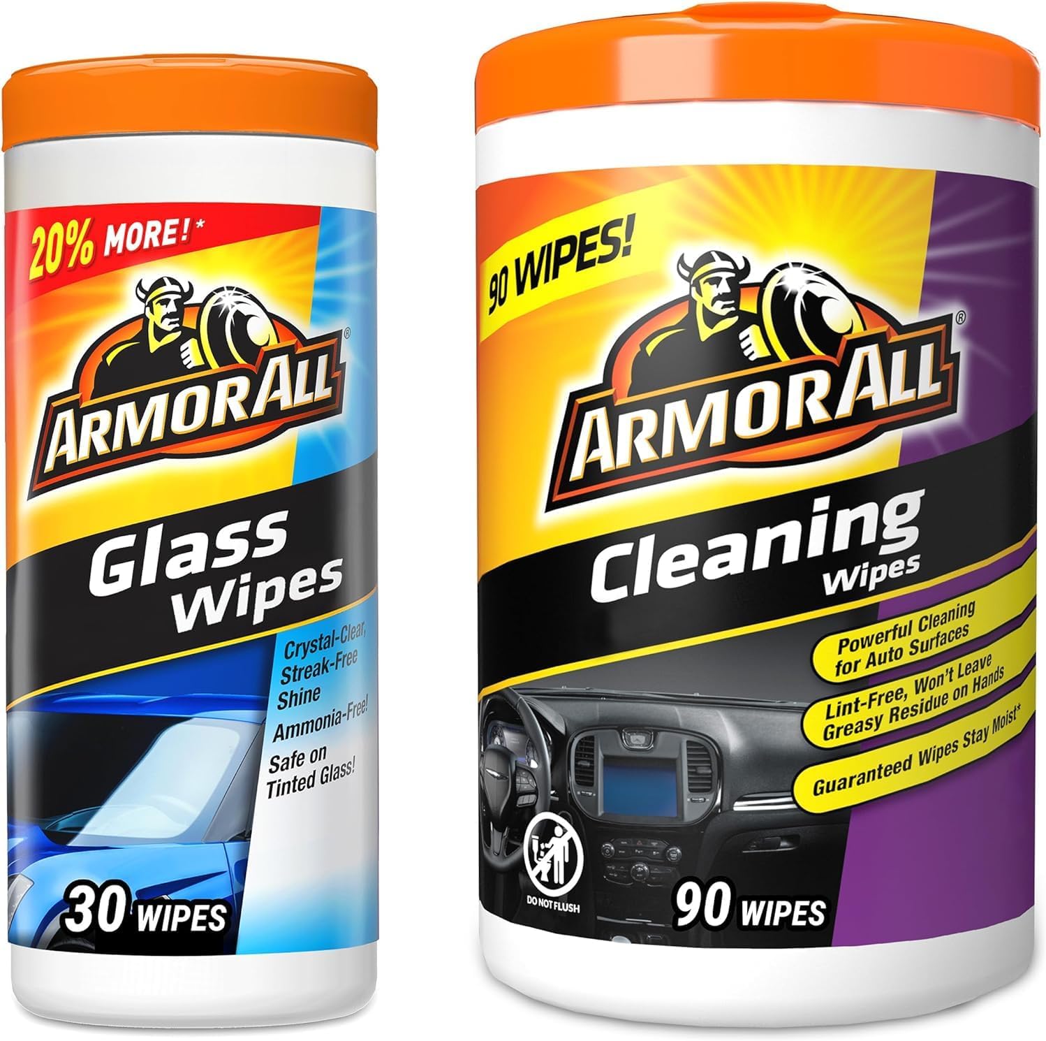 Armor All Car Glass Wipes, Auto Glass Cleaner for Film and