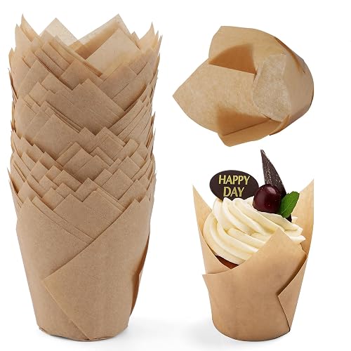 Taoxi 200pcs Tulip Cupcake Liners (Natural)