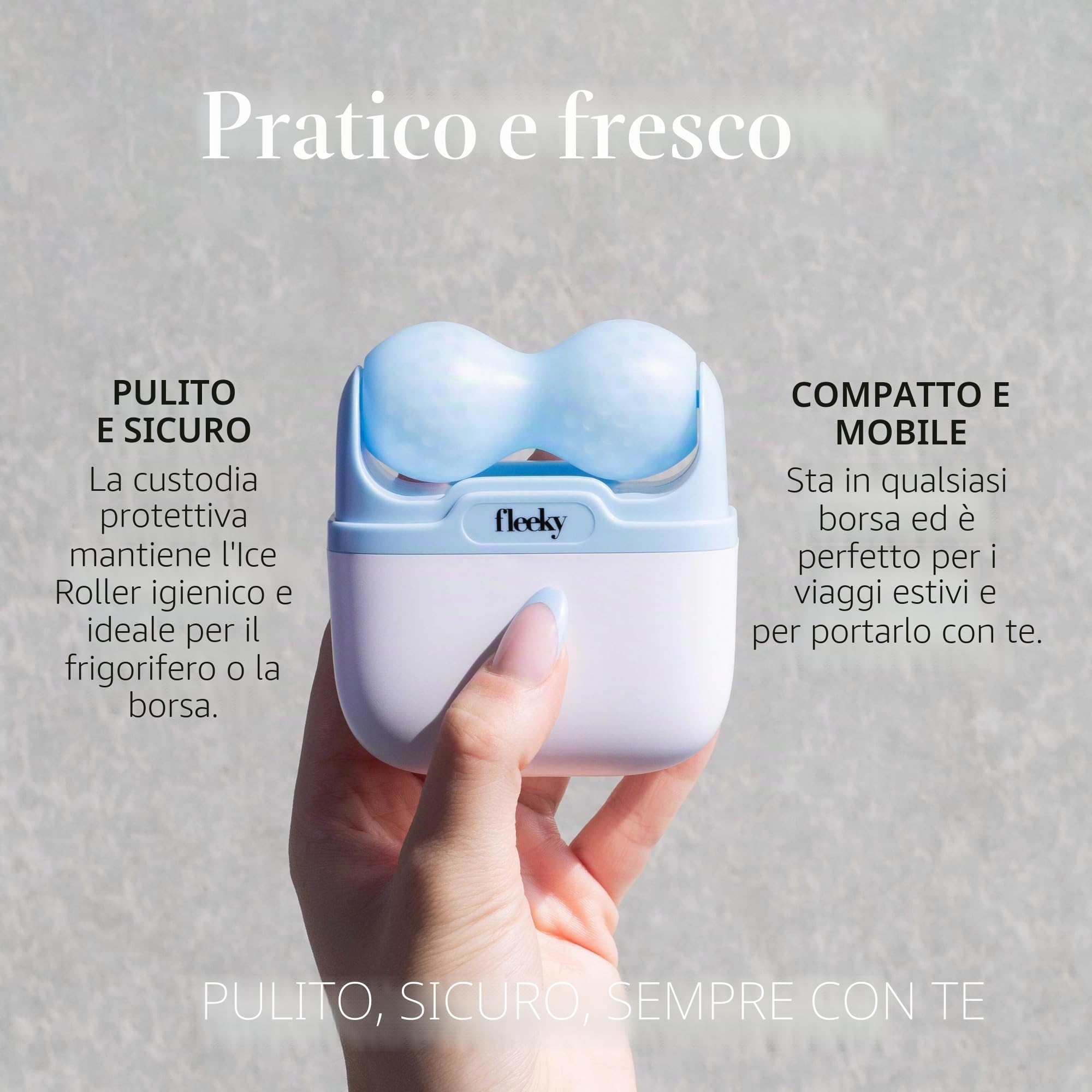 FLEEKY Ice Roller Face – Rullo per ghiaccio contro borse e rughe – Rullo per massaggio viso anti-invecchiamento, tonificazione del viso & Face Icing – Ideale per viaggiare