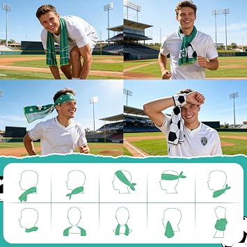 MENOLY 32 Packs Soccer Cooling Towels Bulk 40 x 12 Inch Sport Cooling Towels for Neck and Face Microfiber Sweat Cooling Neck Rags Baseball Team Gifts for Athletes Yoga Gym Sports Camping
