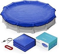 Vista 9 de POOLHACKER - Cubierta de piscina de invierno de 12 pies, redonda, 12 pies sobre el suelo, cubierta de piscina 420D extragruesa con extensión