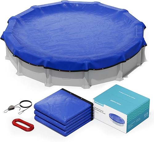 Miniatura 9 de POOLHACKER - Cubierta de piscina de invierno de 12 pies, redonda, 12 pies sobre el suelo, cubierta de piscina 420D extragruesa con extensión
