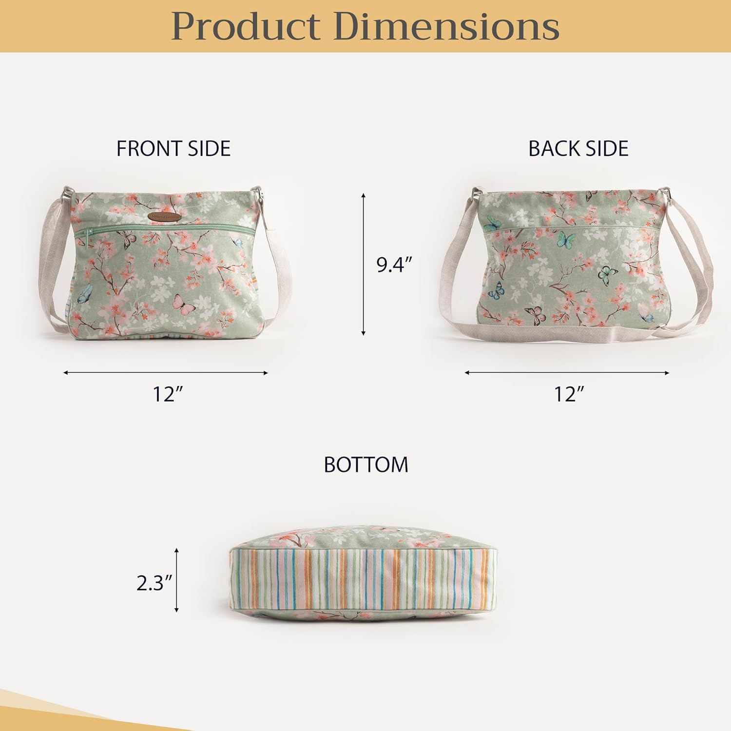 Maison d' Hermine Cross Body Bags for Women Cotton Canvas Shoulder Bag for Travel Tote purse Sling Bag Mothers day Gifts