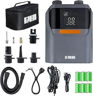 Niphean Elektrische Luftpumpe Akku, 50 PSI Luftpumpe Elektrisch für Autoreifen, Fahrrad, Luftmatratze, SUP Pumpe Elektrisch mit Tragetasche, Akku Pumpe mit Auto-Stopp für Aufblasbares&Entlüftung