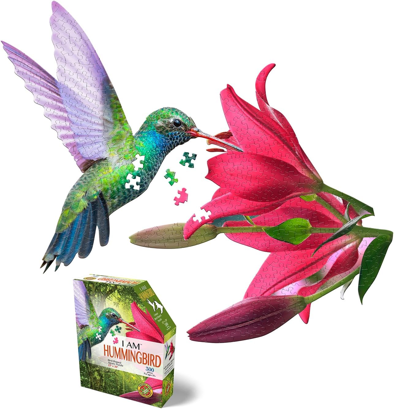 Madd Capp I Am Hummingbird 300-Piece Bird-Shaped Jigsaw Puzzle , Multicolored