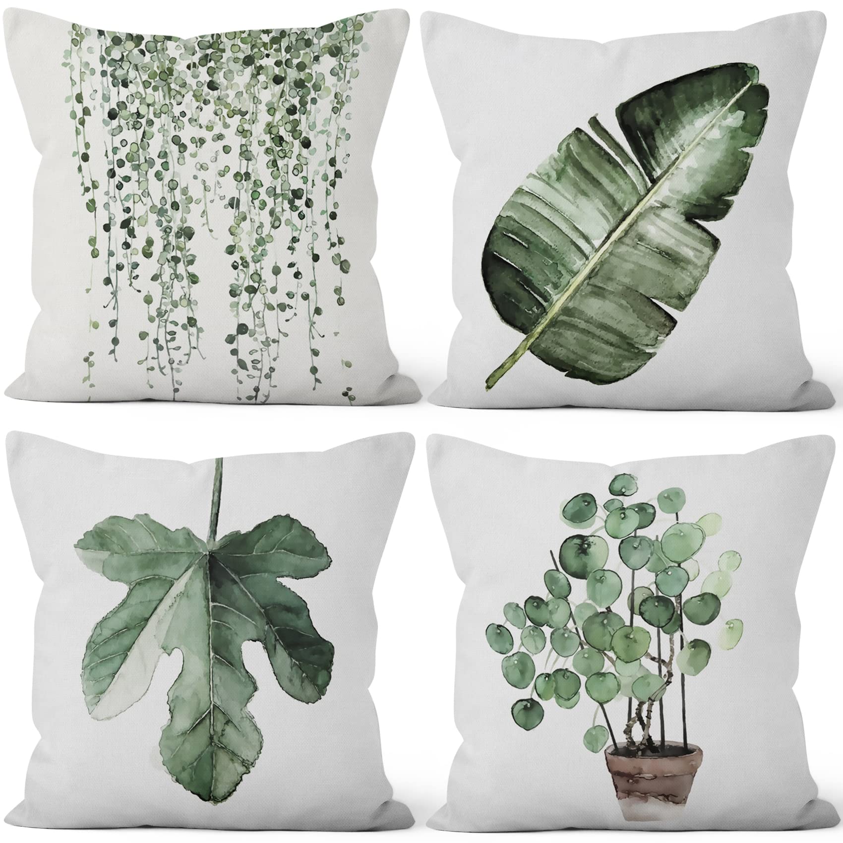 Yanutan Green Plants Decorative Throw Pillow Covers, Green