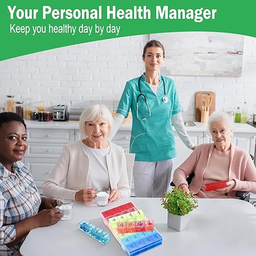 Miniatura 6 de Hsei Paquete de 4 organizadores de píldoras mensuales XL grandes semanales 4 veces al día, caja de 7 días a prueba de humedad para 4 semanas (tamaño