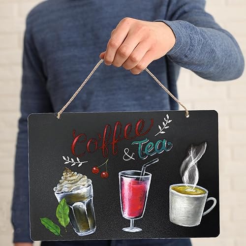 Miniatura 5 de NANXJIUR Paquete de 2 etiquetas colgantes para pizarra, mini letreros de pizarra con cuerda, letreros de madera de 8 x 12 pulgadas, mini pizarras