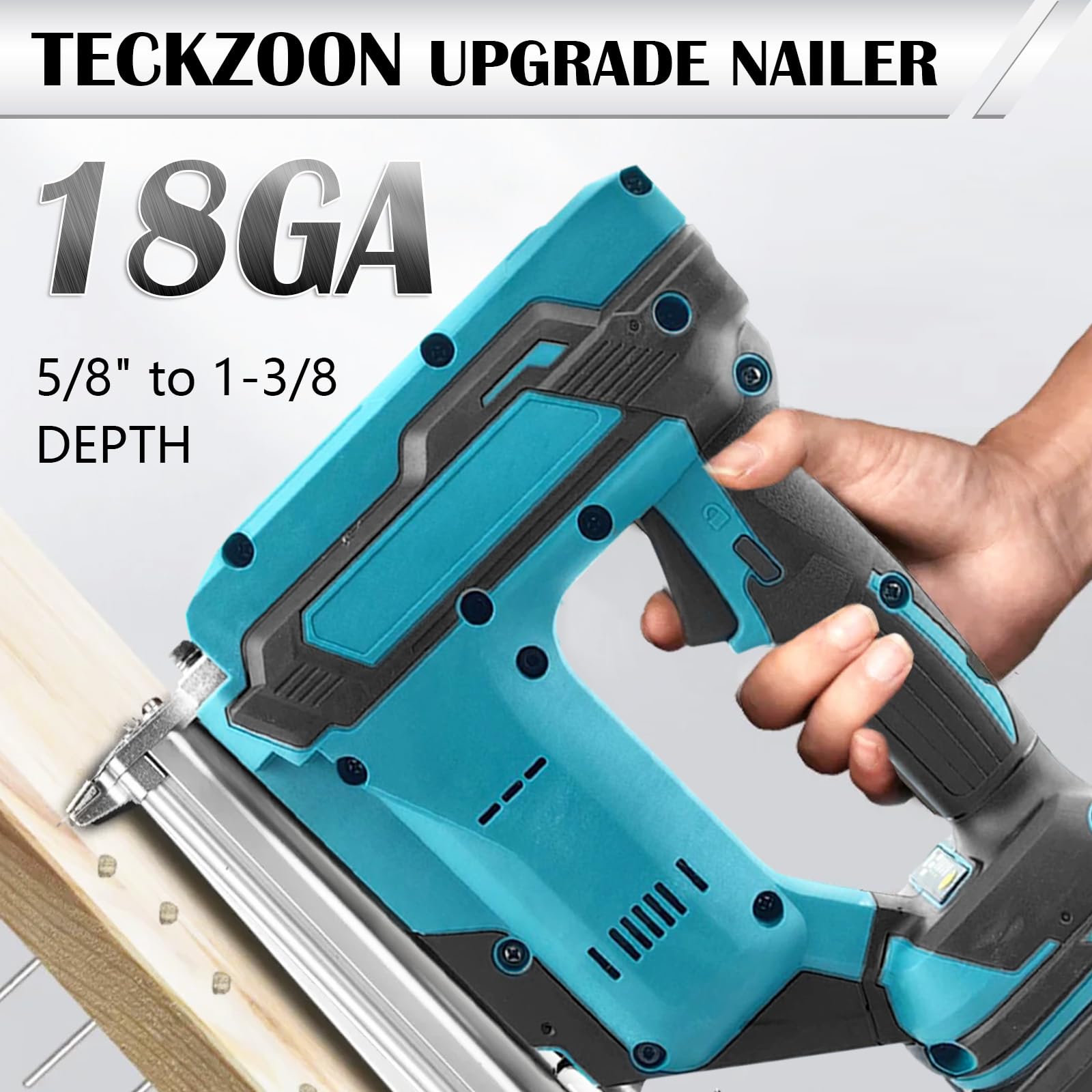 Upgrade Pistola sparachiodi senza fili 900W compatibile con batteria Makita 21V, set di utensili con 2 batterie da 21V e caricabatteria, doppia protezione