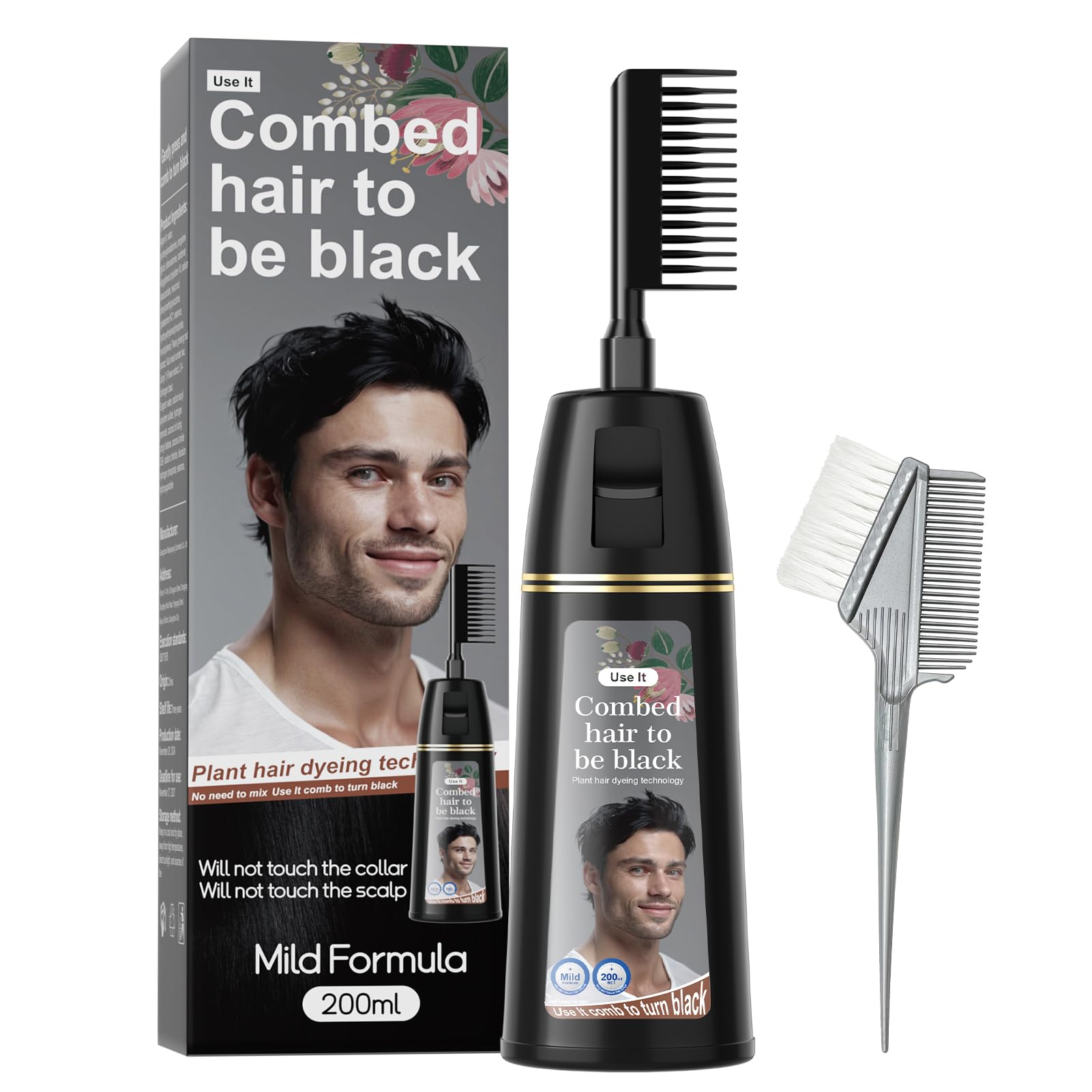 Permanent Hair Color, Permanent Black Hair Dye ?7.1 Ounce? 100% Grey Coverage, Ammonia Free, Vegan, Cruelty Free | Anti-Aging Haircolor | Biotin for Thicker, Fuller Hair (Black, 200ML)