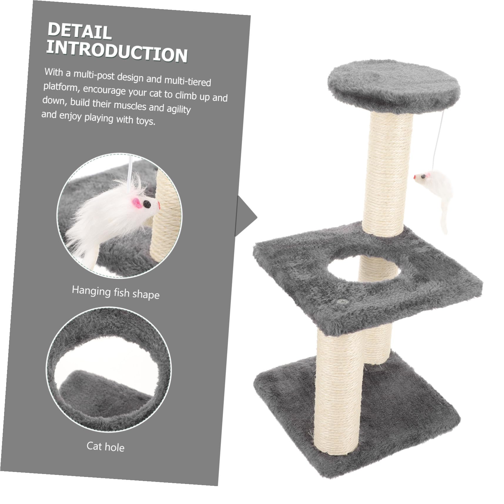 Torre Tiragraffi per Gatti Resistente all Usura Integrati Piattaforma Multifunzione per Giochi e Riposo Accessorio per Gatti Indoor con Pallina Sospesa per Proteggere Mobili e