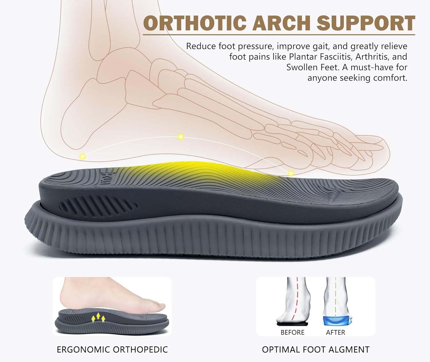 KuaiLu Men's Orthotic Cushion Flip Flops Mens Athletic Recovery Foam Walking Sandals Lightweight Summer Beach Flip-Flop Slides Shoes for Man, Soft Comfort Fit & Arch Support - Image 3