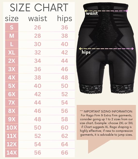 6209 High Waist Thigh Shaper | Size Sm - 15X | Made in USA | Flex Fit | No Top Roll | Firm - Extra Firm Tummy-Thigh Control