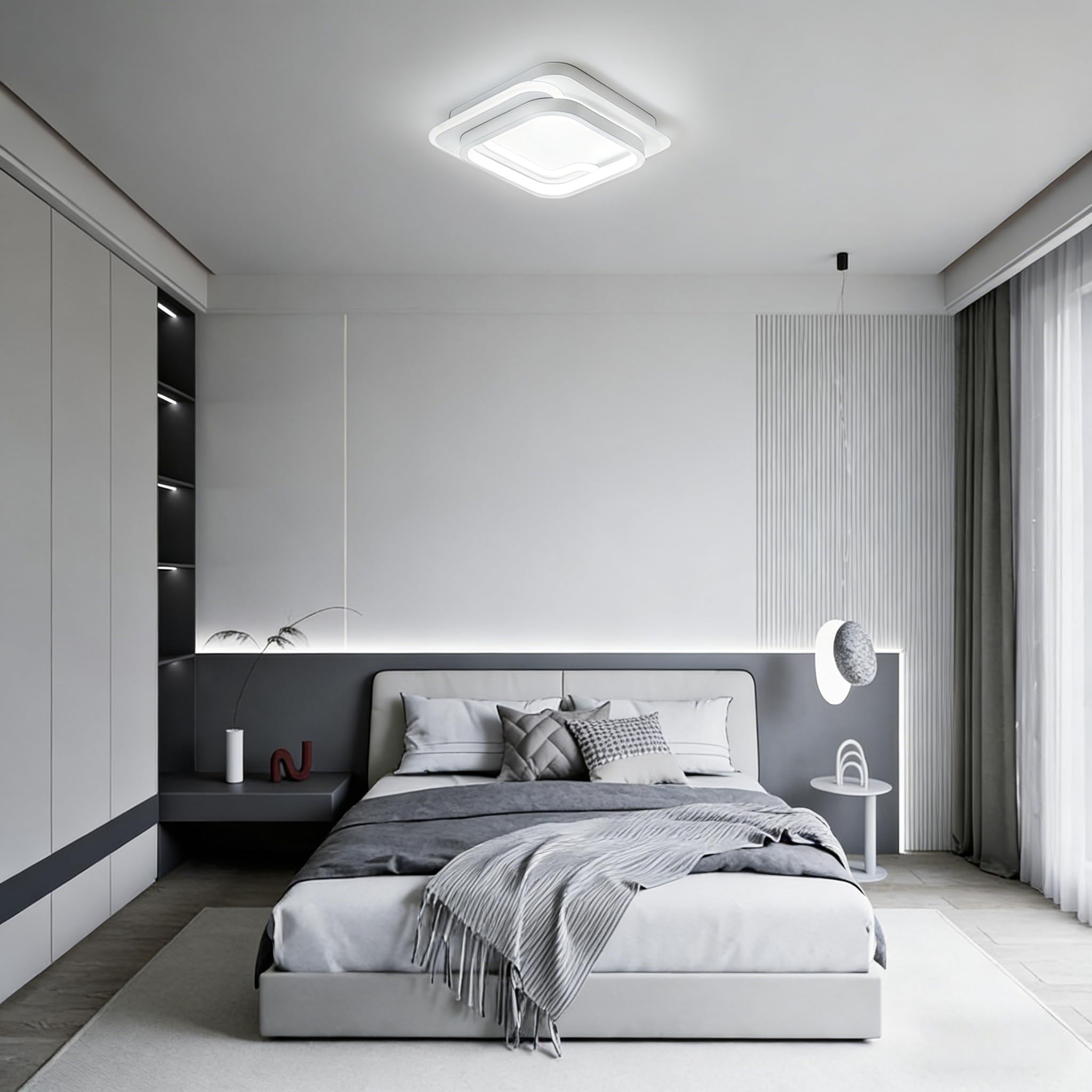Plafon LED Techo cuadradas, IP44 Ø28cm Plafones para Techo Led Lampara, 31W lampara techo dormitorio 6000K Luz blanca fría, Ideal para cocina, pasillo, baño, sala