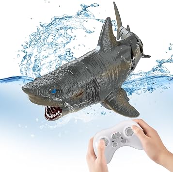 Remote Control Shark Water Toys for Pool, Summer Toys for Kids,Rechargeable Realistic Swimming Megalodon with Light, 2.4 GHz Gift for 6+ Year olds Boys Girls Adults