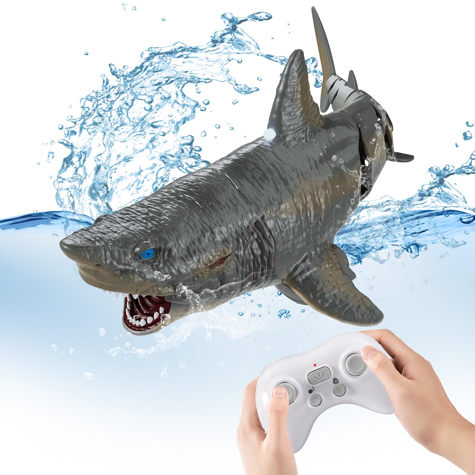 Photo 1 of flycites Remote Control Shark Water Toys for Pool, Summer Toys for Kids,Rechargeable Realistic Swimming Megalodon with Light, 2.4 GHz Gift for 6+ Year olds Boys Girls Adults